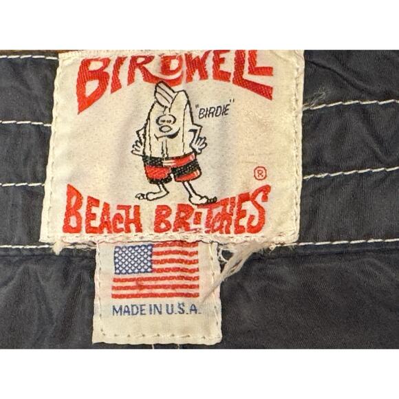 XL Birdwell Beach Britches Surf Swim Trunks Blue 40 Bleach Stain Vintage Nylon - Picture 8 of 13